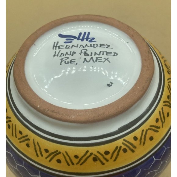 Mexican Puebla Talavera Signed Hernandez Folk Art Pottery Wine Pitcher Jug - Picture 3 of 12